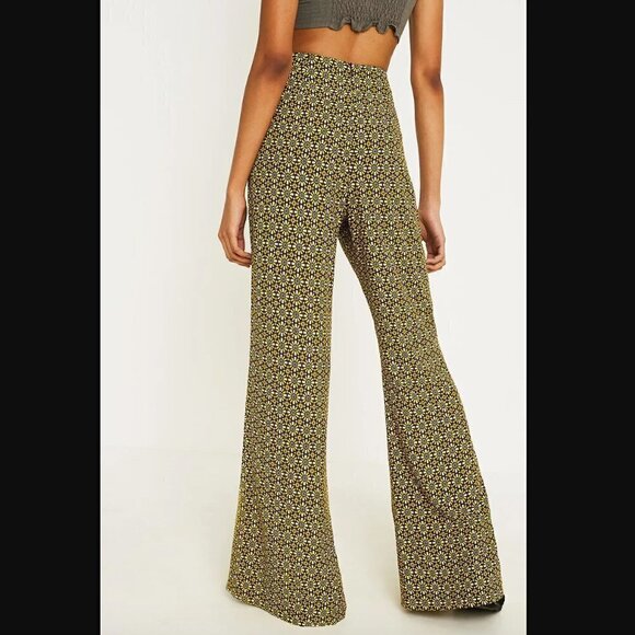 Urban Outfitters Geo Floral High-Rise Soft Flare Trousers M - Picture 5 of 10